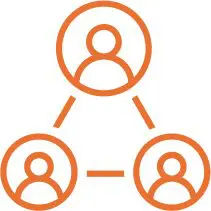 A group of people with an orange outline.